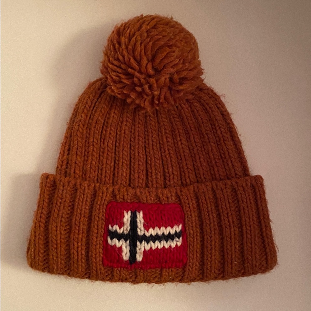 Napapijri Orange Knit Beanie (For women and men)